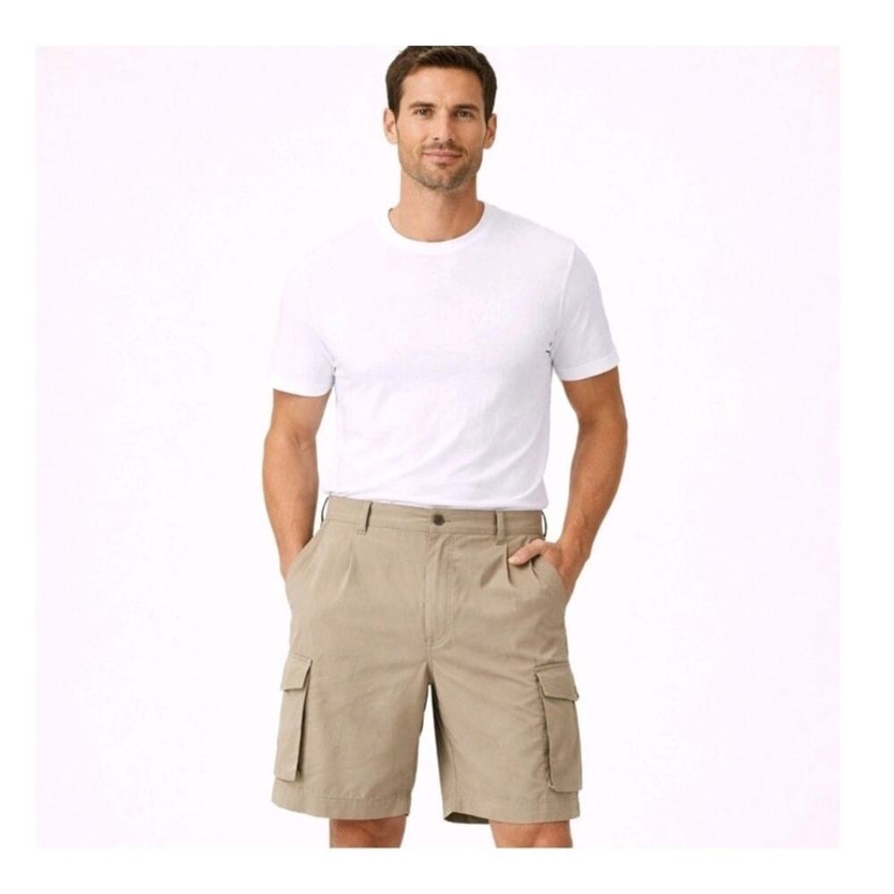 Paradise Collection Men's 100% Silk Tan Cargo Shorts Size 34